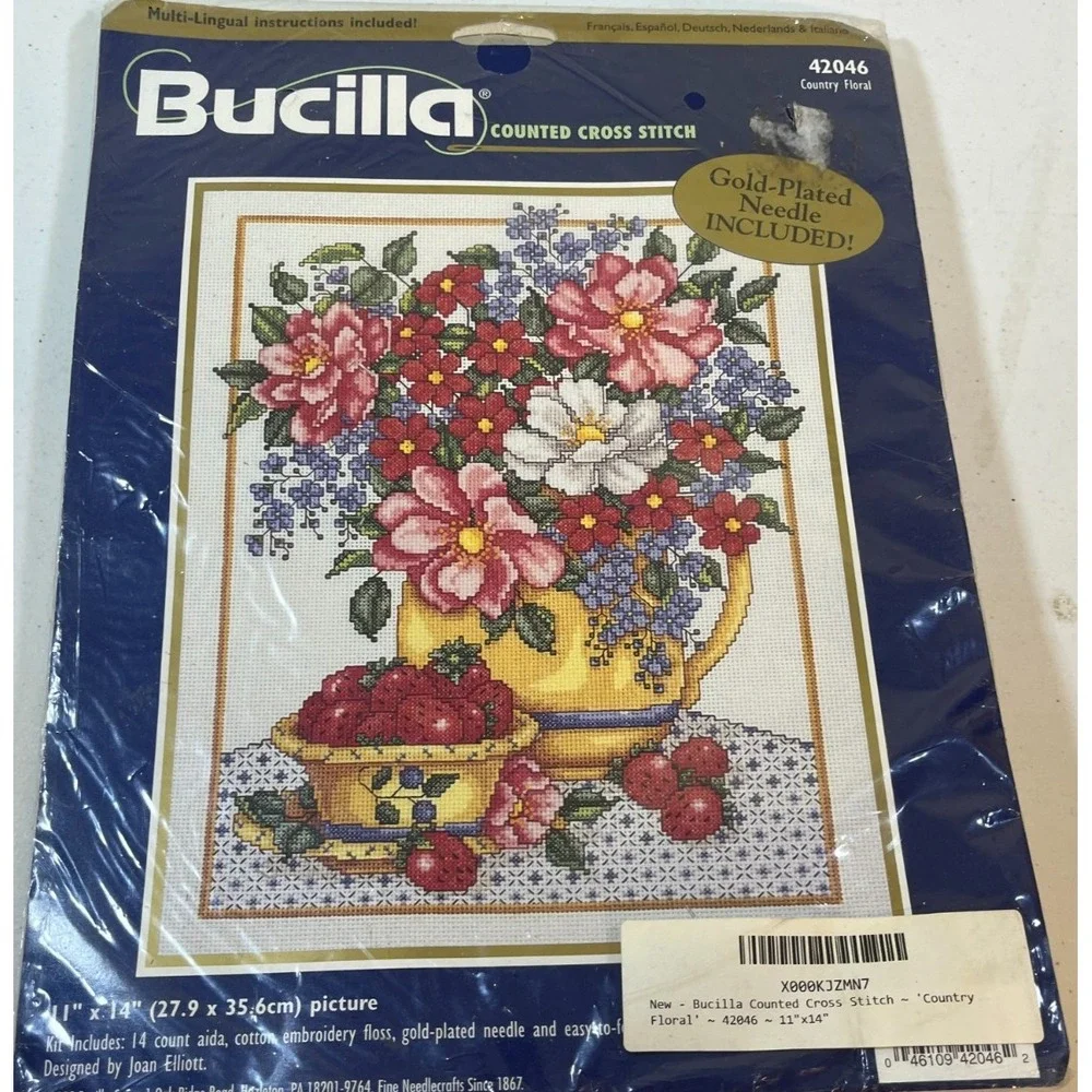 Bucilla Counted Cross Stitch Kit 42046 Country Floral Joan Elliott 11x14